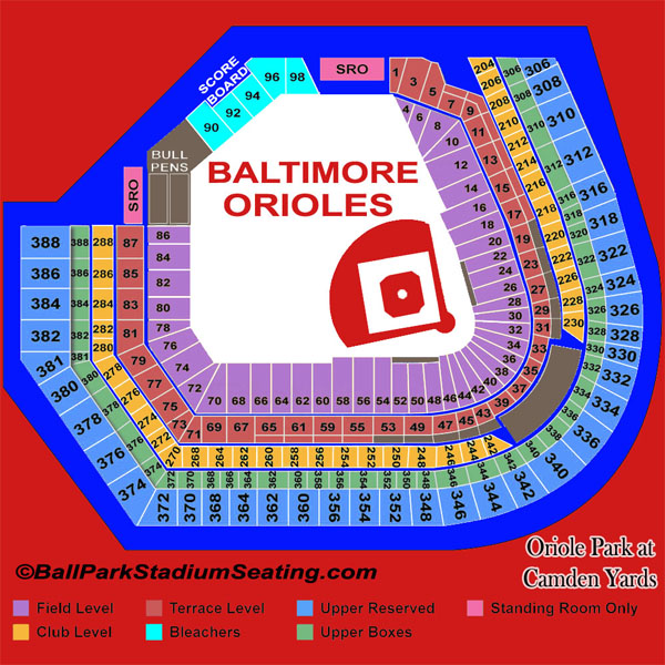 Oriole Park At Camden Yards Seating Chart Map 